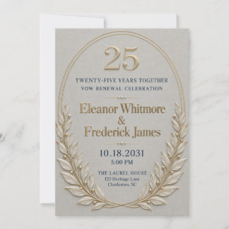 Elegant Elfenben Guld 25-årsjubileum Förnyelse Av Inbjudningar