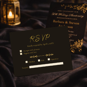 Elegant Elfenben Guld 50-års Bröllopsdag RSVP Vykort