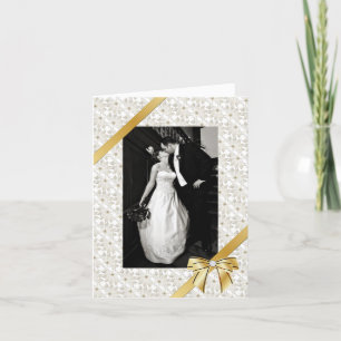 Elegant Elfenben & Guld Bröllopsfoto Tack Kort