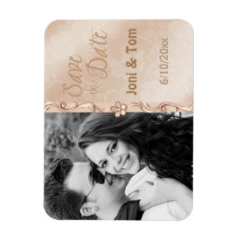 Elegant Elfenben & Guld Foto Spara Datum Magnet