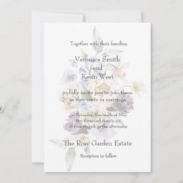 Elegant Elfenben, Lavendel & Blå Blommig 5x7 Inbju Inbjudningar