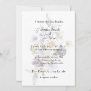 Elegant Elfenben, Lavendel & Blå Blommig 5x7 Inbju Inbjudningar
