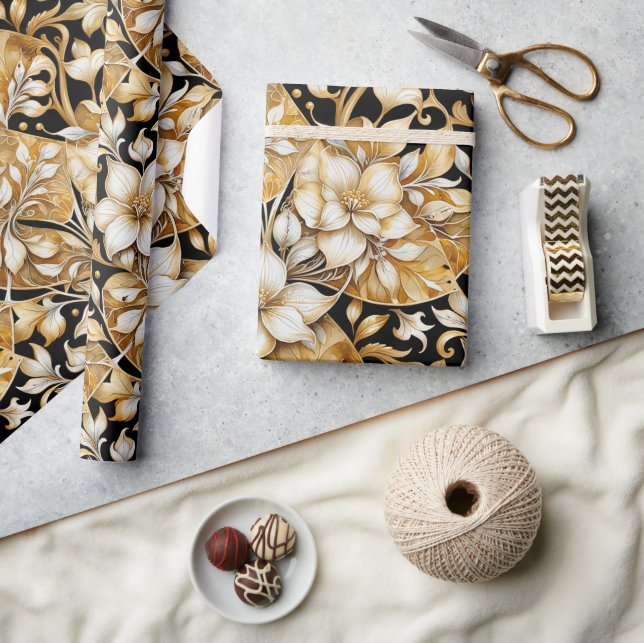 Elegant Elfenben och B;Blommigt av oformaterat pap Presentpapper (Hantverk)