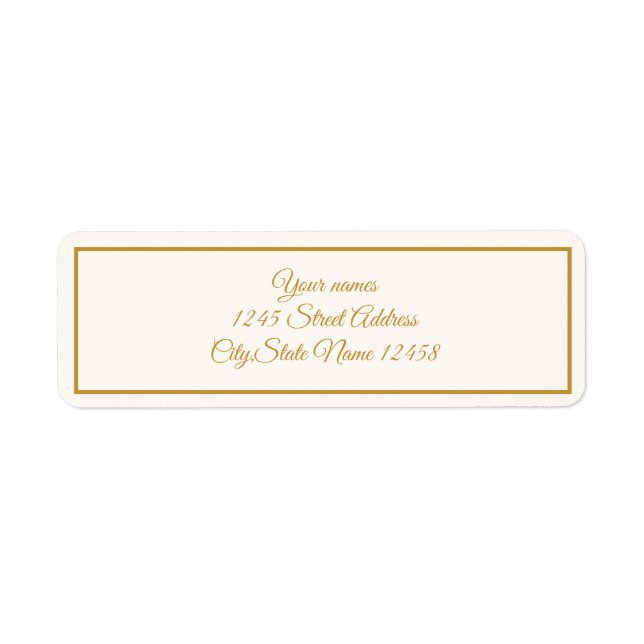 Elegant Elfenben och    goldetikett Returadress Etikett (Framsidan)