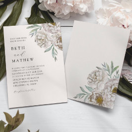 Elegant Elfenben & Off White Blommig Bröllop Inbjudningar
