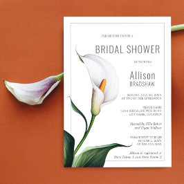Elegant Elfenben Vit Calla Lily Bröllopsdusch Inbjudningar