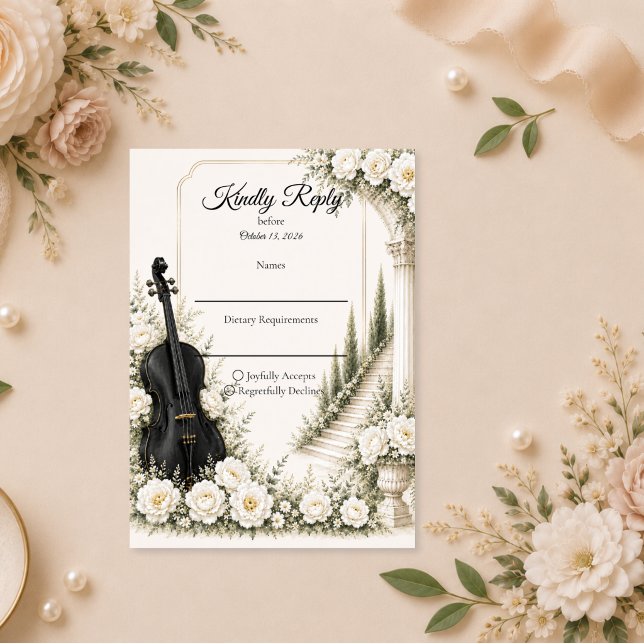 Elegant Elfenbens Cello Romantik Bröllop OSA Kort (Skapare uppladdad)