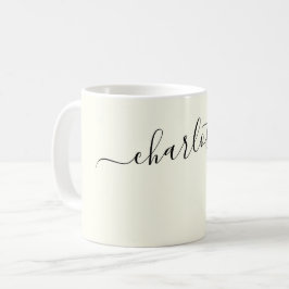 Elegant Elfenbensfärg Modernt Namn Personlig Kaffemugg