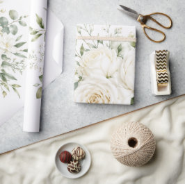 Elegant Elfenbensfärgad Blommig Bröllopsinbjudan Presentpapper