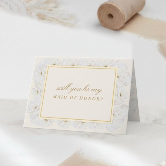 Elegant Elfenbensfärgad Blommig vill du vara BRUDE Tack Kort (Skapare uppladdad)