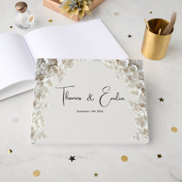 Elegant elfenbensfärgad blomster minimalistisk brö gästböcker