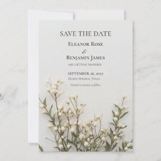 Elegant Elfenbensfärgad Botanisk Spara Datum Datumet