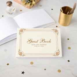 Elegant Elfenbensfärgad Koppar Vintage Blomsterpra Gästböcker