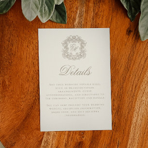 Elegant Elfenbensfärgad Monogram Brylloppsdetaljer Tilläggskort