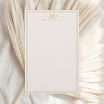Elegant Elfenbensguldfärg Tre Bokstäver Monogram