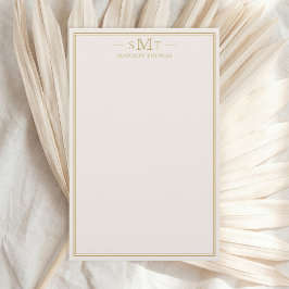 Elegant Elfenbensguldfärg Tre Bokstäver Monogram Brevpapper
