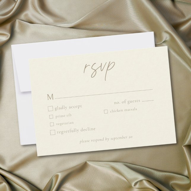 Elegant Elfenbenskräm Minimalistisk Bröllop OSA Kort (Elegant Ivory Cream Minimalist Wedding RSVP Card)