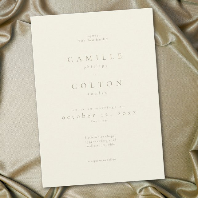 Elegant Elfenbenskräm Minimalistisk Bröllopsfest Inbjudningar (Elegant Ivory Cream Minimalist Wedding Invitation)