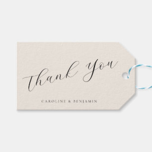 Elegant Elfenbenskusten Calligraphy Bröllop Tack Presentetikett