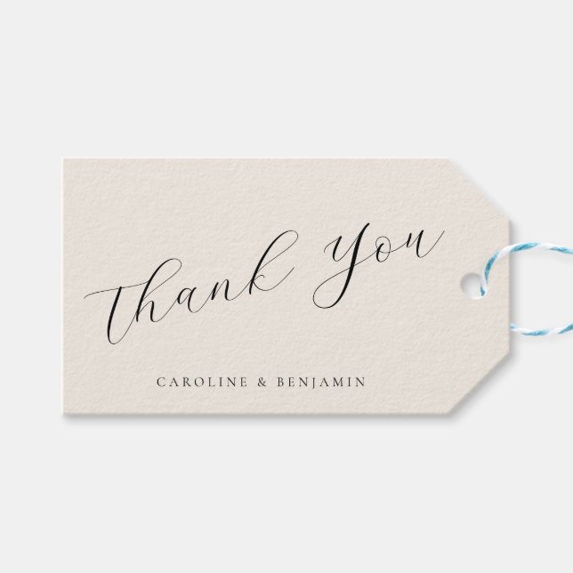 Elegant Elfenbenskusten Calligraphy Bröllop Tack Presentetikett (Framsidan (Horisontell))