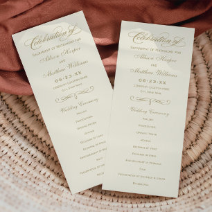 Elegant Elfenbenskusten Guld Calligraphy Bröllop C Program