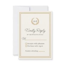 Elegant Elfenbenskusten Guld Monogram Laurel Wande