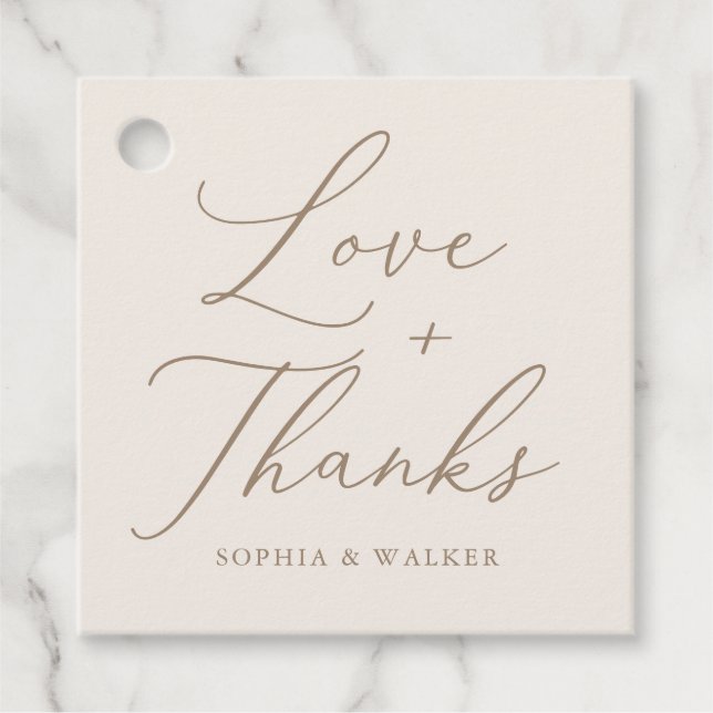 Elegant Elfenbenskusten och Guld Calligraphy Bröll Gåvor Etiketter (Framsida)