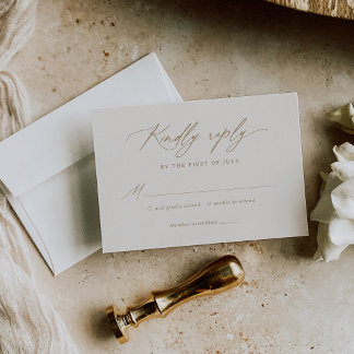 Elegant Elfenbenskusten och Guld Calligraphy Bröll OSA Kort