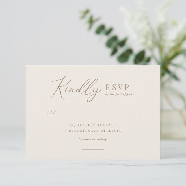 Elegant Elfenbenskusten och Guld Calligraphy Bröll OSA Kort (Stående Fram)