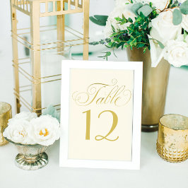 Elegant Elfenbenskusten och Guld Calligraphy Scrip Bordsnummer