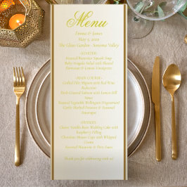 Elegant Elfenbenskusten och Gult Bröllop Menu Meny