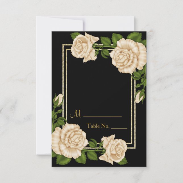Elegant Elfenbenskusten Ro & Guld Glitter Bordsnum Inbjudningar (Framsida)