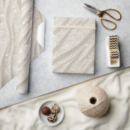 Elegant Elfenbenspärl Cream Glittermönster Presentpapper
