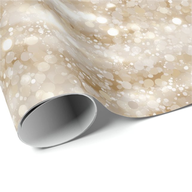 Elegant Elfenbenspärl Cream Glittermönster Presentpapper (Rullad Hörn)