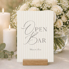 Elegant elfenbensrandig öppen bar bröllopsskylt inbjudningar