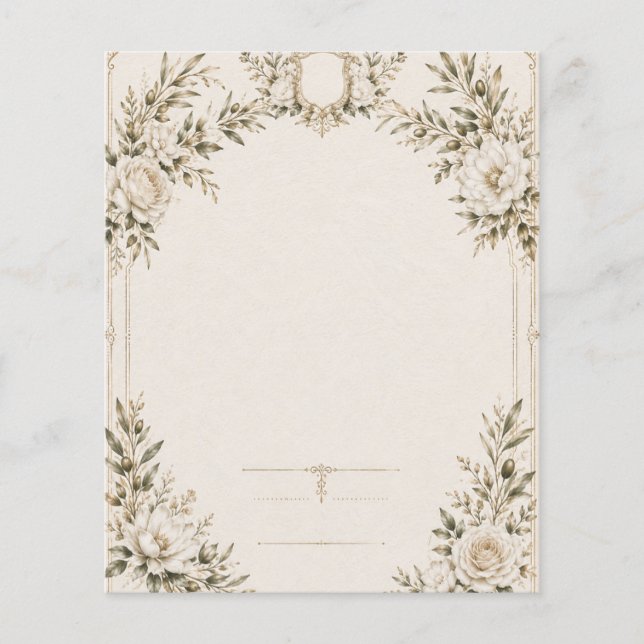 Elegant elfenbensvit bröllopsinbjudan med Champagn Flygblad (Framsidan)