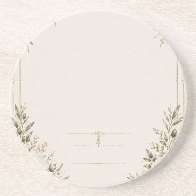 Elegant elfenbensvit bröllopsinbjudan med Champagn Underlägg (Framsidan)