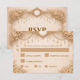 Elegant elfenbensvit gotisk bröllops-RSVP-kort OSA Kort