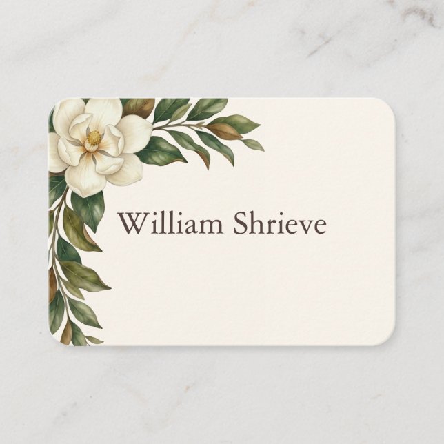 Elegant Elfenbensvit Magnolia Bröllop Placeringskort (Framsida)