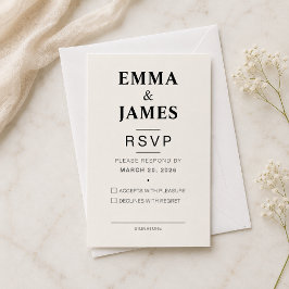 Elegant Elfenbensvit Minimalistisk Bröllops-RSVP-K OSA Kort