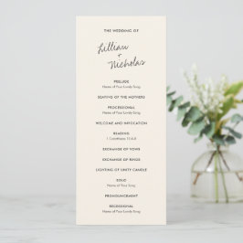 Elegant Elfenbensvit Modern Bröllop Program