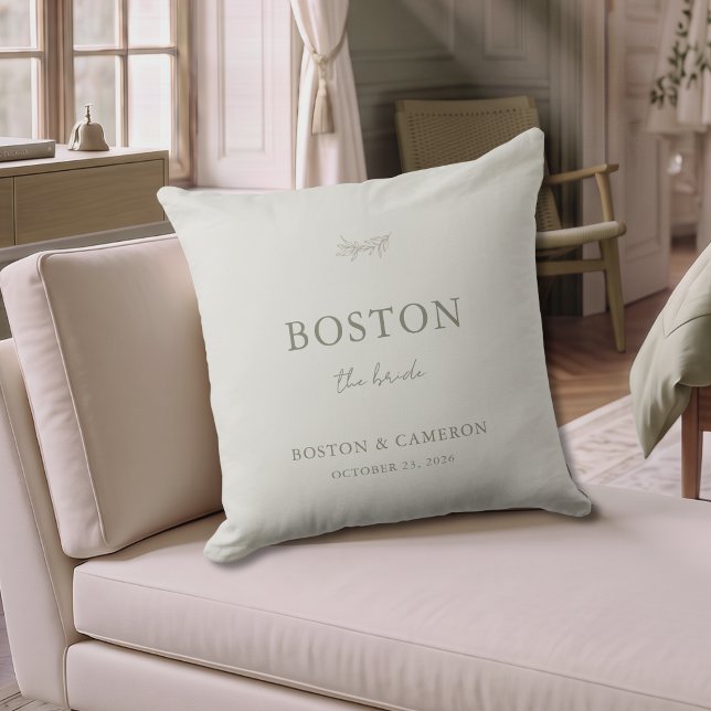 Elegant elfenbensvit modern brud bröllopssvit deko kudde (Elegant Ivory Modern Bride Bridal Suite Decor Gift Throw Pillow
)