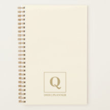 Elegant Elfenbensvit monogramplanbok | Anpassad pr