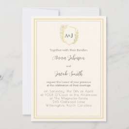 Elegant elfenbensvit och falsk guldspets med bloma inbjudningar