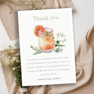 Elegant Elfenbensvit Orange Grön Cocktail Bröllops Tack Kort