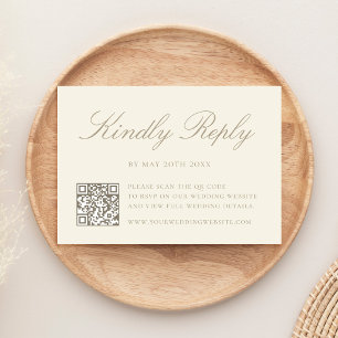 Elegant Elfenbensvit QR-kod Bröllop OSA Kort