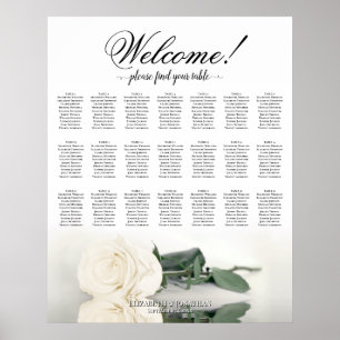 Elegant Elfenbensvit Ros 21 Bordsplacering Poster