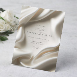 Elegant elfenbensvit satin bröllopsinbjudan inbjudningar