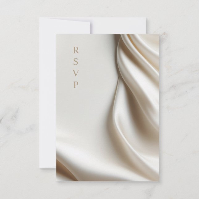 elegant elfenbensvit satinng middagsval RSVP OSA Kort (Framsida)