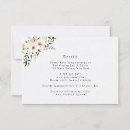 Elegant elfenbensvita blommor och grönska detaljer inbjudningar